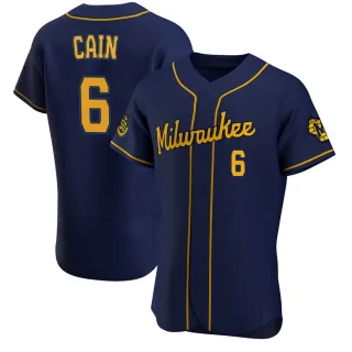 Authentic Men's Lorenzo Cain Milwaukee Brewers Alternate Jersey - Navy