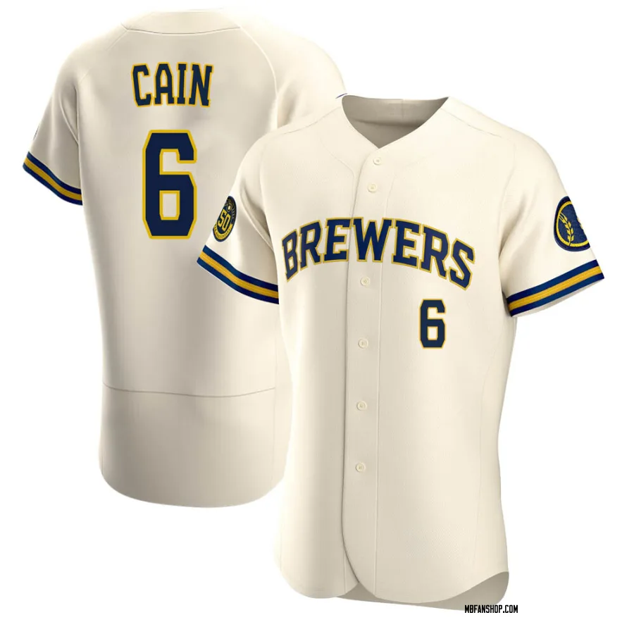 Authentic Men's Lorenzo Cain Milwaukee Brewers Home Jersey - Cream