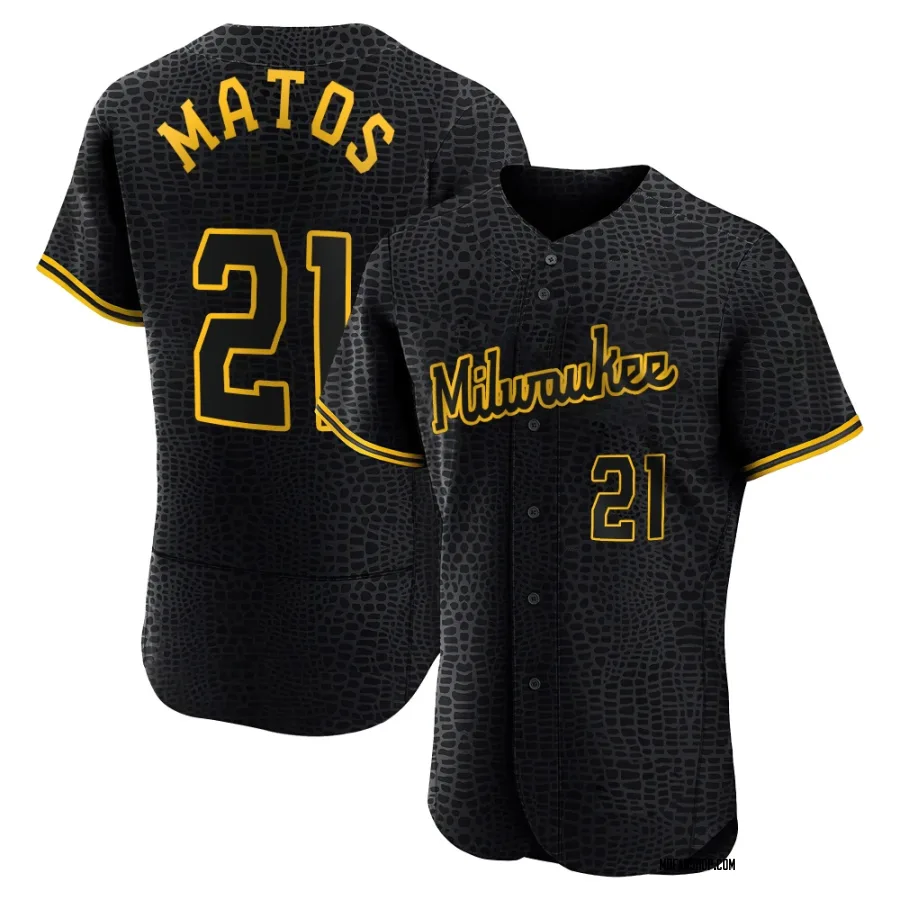 Authentic Men's Luis Matos Milwaukee Brewers Snake Skin City Jersey - Black