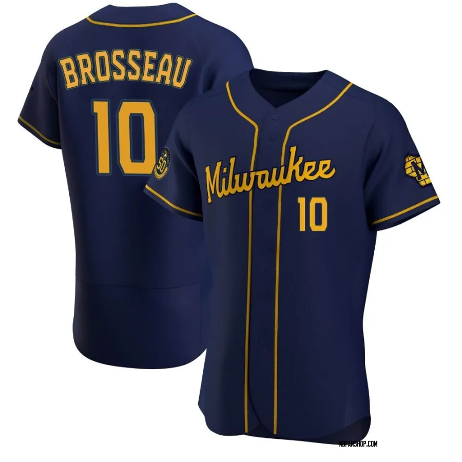 Authentic Men's Mike Brosseau Milwaukee Brewers Alternate Jersey - Navy
