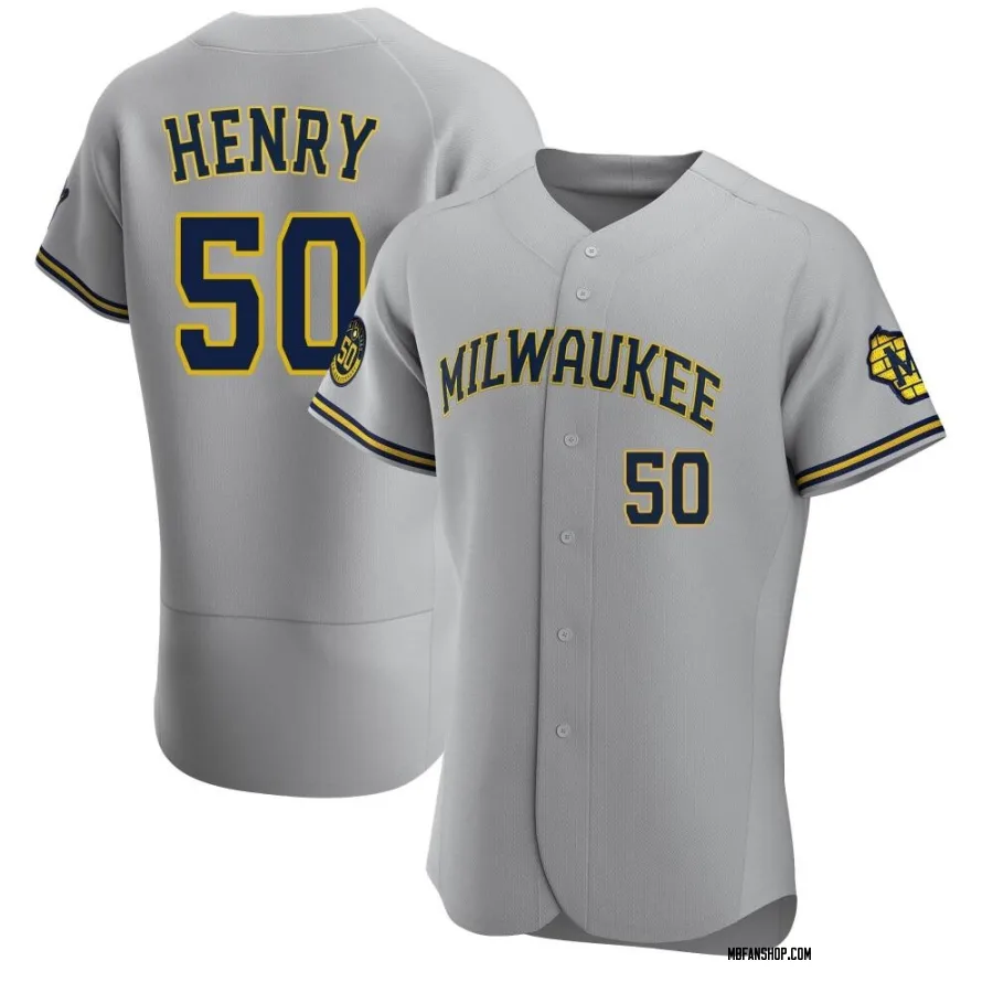 Authentic Men's Payton Henry Milwaukee Brewers Road Jersey - Gray