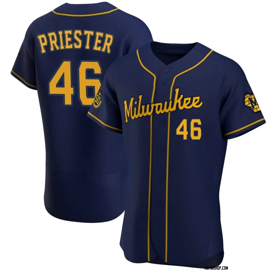 Authentic Men's Quinn Priester Milwaukee Brewers Alternate Jersey - Navy