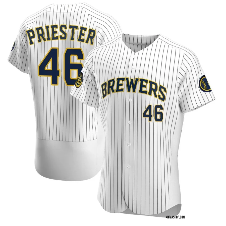 Authentic Men's Quinn Priester Milwaukee Brewers Alternate Jersey - White