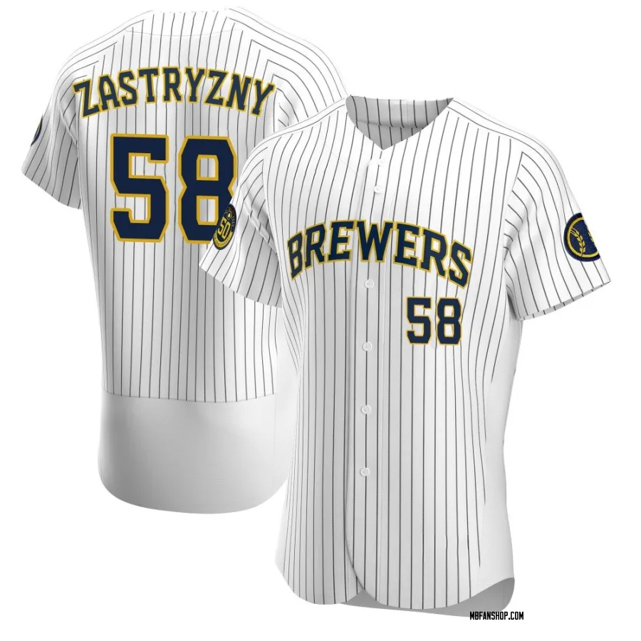 Authentic Men's Rob Zastryzny Milwaukee Brewers Alternate Jersey - White