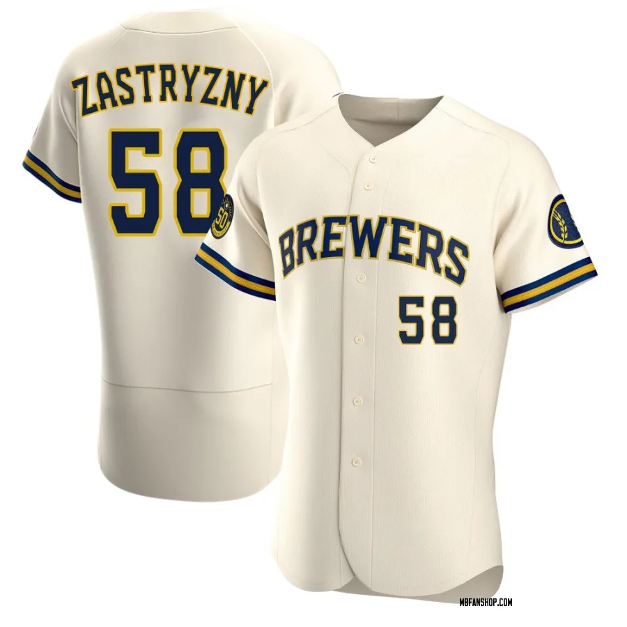 Authentic Men's Rob Zastryzny Milwaukee Brewers Home Jersey - Cream
