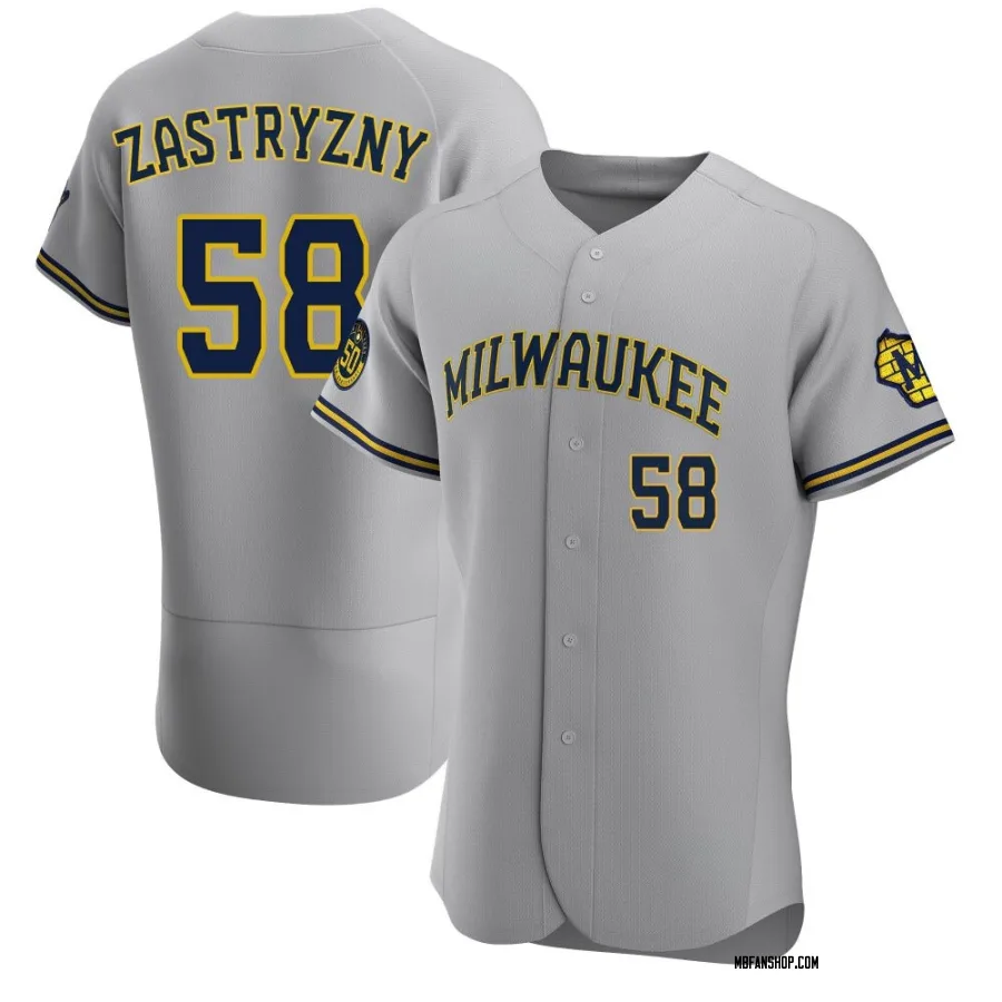 Authentic Men's Rob Zastryzny Milwaukee Brewers Road Jersey - Gray