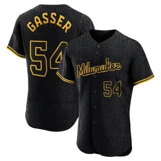 Authentic Men's Robert Gasser Milwaukee Brewers Snake Skin City Jersey - Black