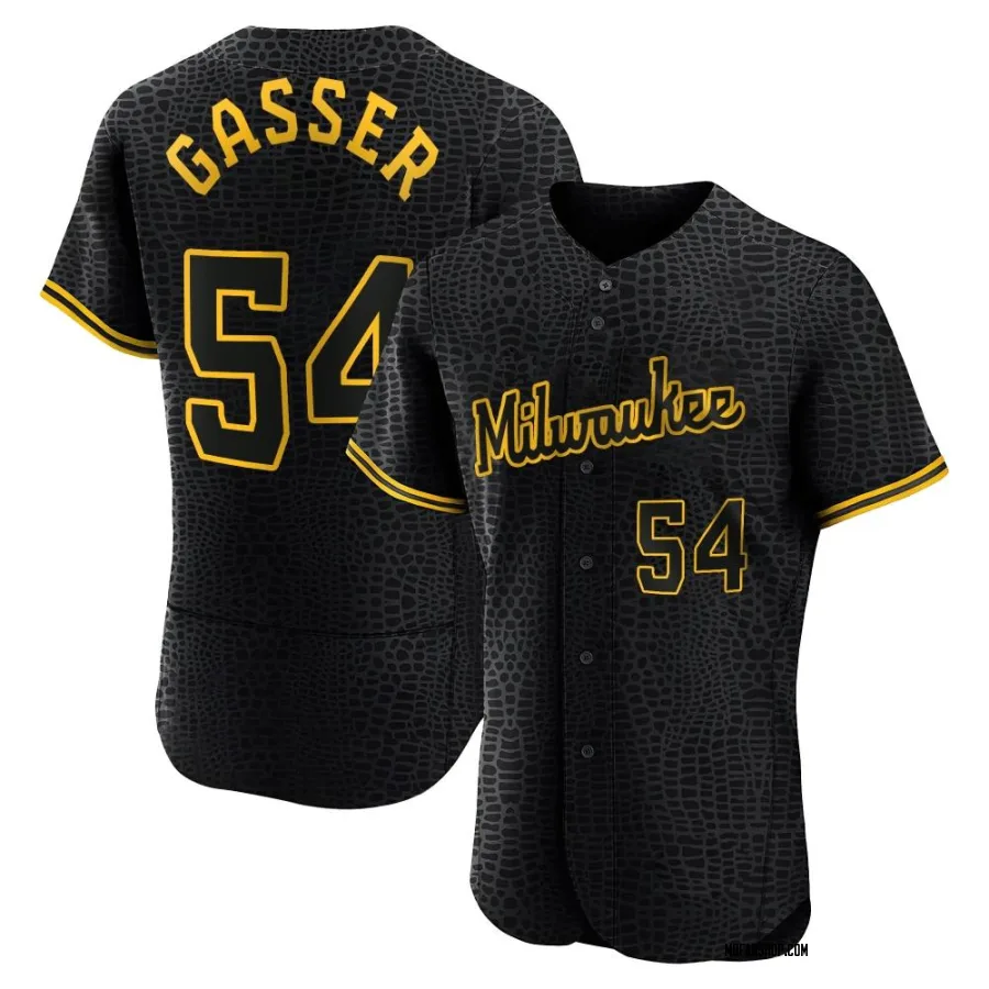 Authentic Men's Robert Gasser Milwaukee Brewers Snake Skin City Jersey - Black