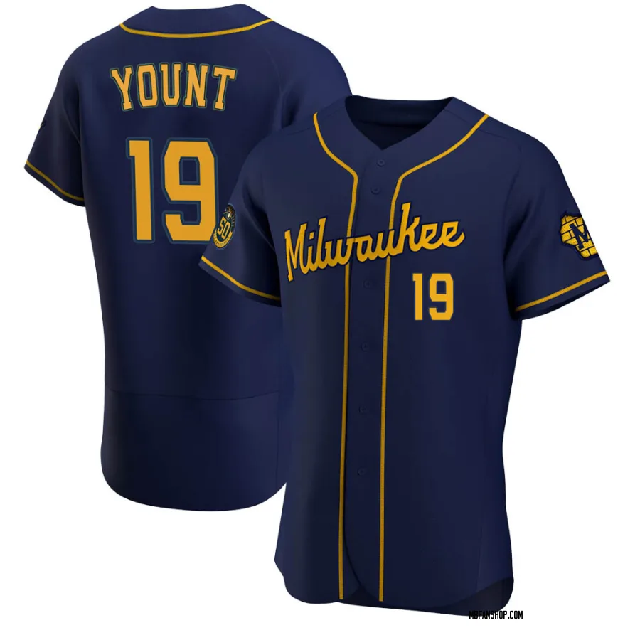 Authentic Men's Robin Yount Milwaukee Brewers Alternate Jersey - Navy