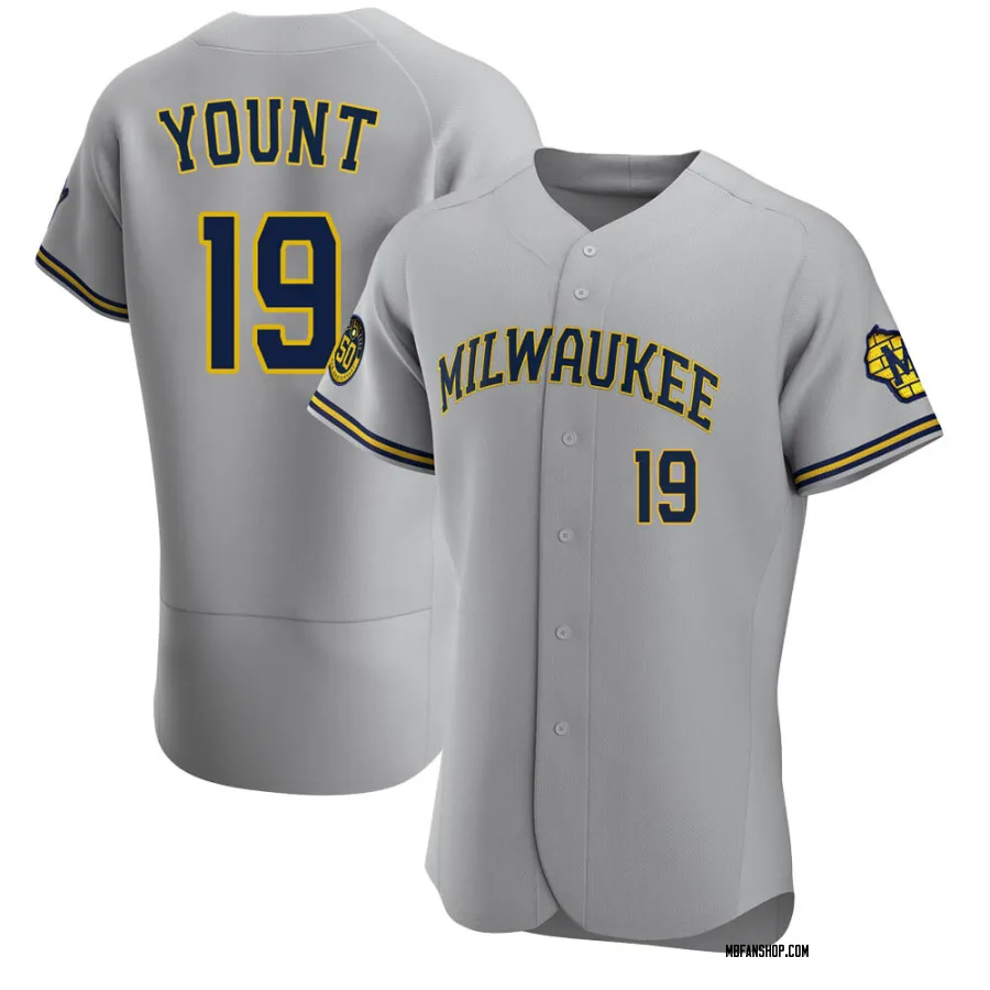 Authentic Men's Robin Yount Milwaukee Brewers Road Jersey - Gray