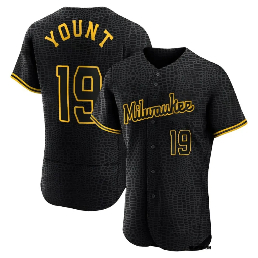 Authentic Men's Robin Yount Milwaukee Brewers Snake Skin City Jersey - Black