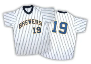 Authentic Men's Robin Yount Milwaukee Brewers Strip Throwback Jersey - White/Blue
