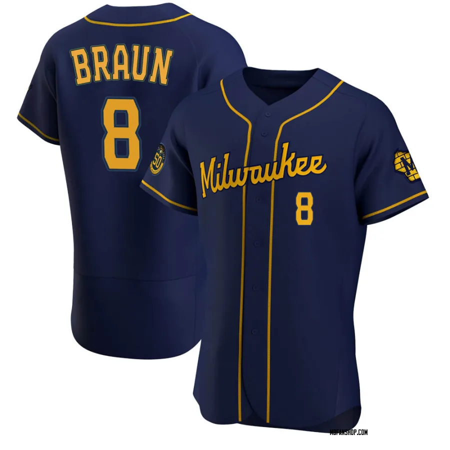 Authentic Men's Ryan Braun Milwaukee Brewers Alternate Jersey - Navy