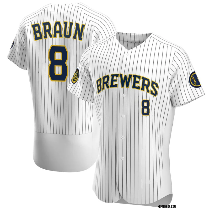 Authentic Men's Ryan Braun Milwaukee Brewers Alternate Jersey - White