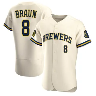 Authentic Men's Ryan Braun Milwaukee Brewers Home Jersey - Cream