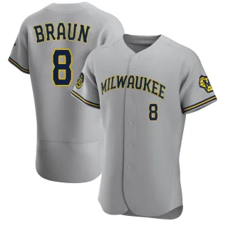 Authentic Men's Ryan Braun Milwaukee Brewers Road Jersey - Gray