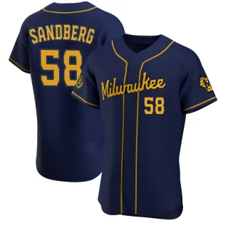 Authentic Men's Ryan Sandberg Milwaukee Brewers Alternate Jersey - Navy