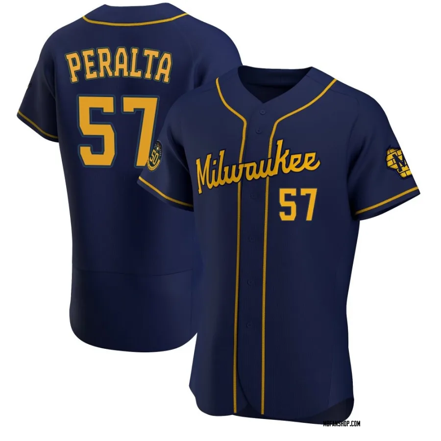 Authentic Men's Sammy Peralta Milwaukee Brewers Alternate Jersey - Navy
