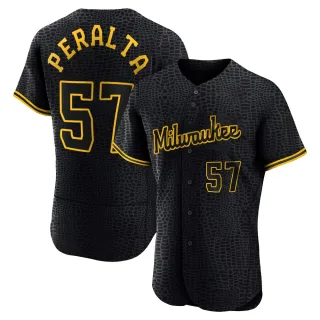 Authentic Men's Sammy Peralta Milwaukee Brewers Snake Skin City Jersey - Black