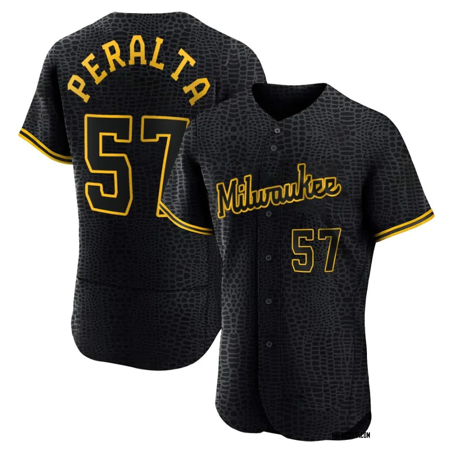 Authentic Men's Sammy Peralta Milwaukee Brewers Snake Skin City Jersey - Black