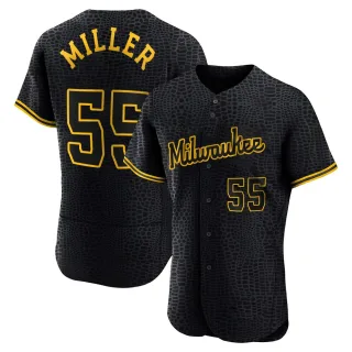 Authentic Men's Shelby Miller Milwaukee Brewers Snake Skin City Jersey - Black