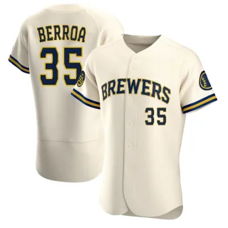 Authentic Men's Steward Berroa Milwaukee Brewers Home Jersey - Cream