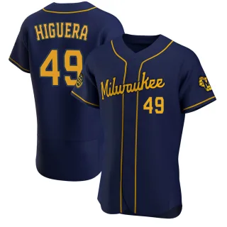 Authentic Men's Teddy Higuera Milwaukee Brewers Alternate Jersey - Navy