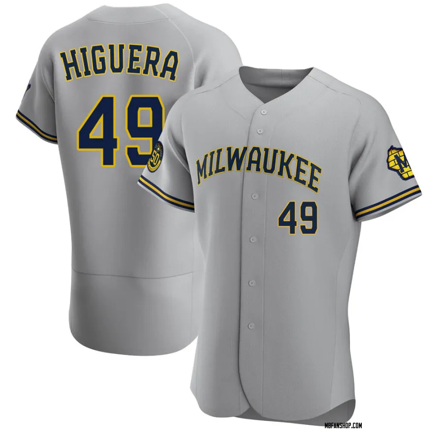 Authentic Men's Teddy Higuera Milwaukee Brewers Road Jersey - Gray