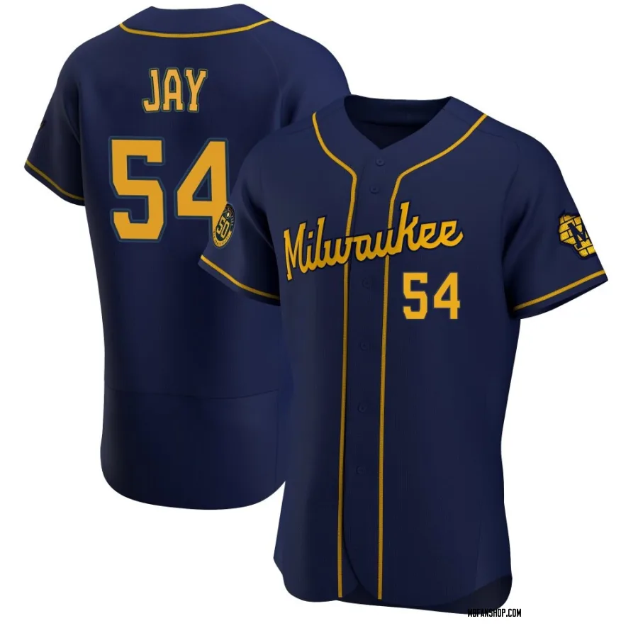 Authentic Men's Tyler Jay Milwaukee Brewers Alternate Jersey - Navy