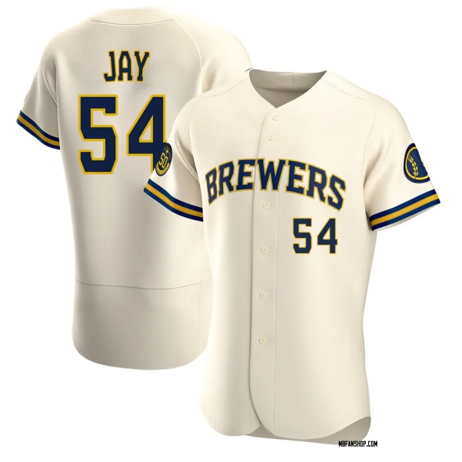 Authentic Men's Tyler Jay Milwaukee Brewers Home Jersey - Cream