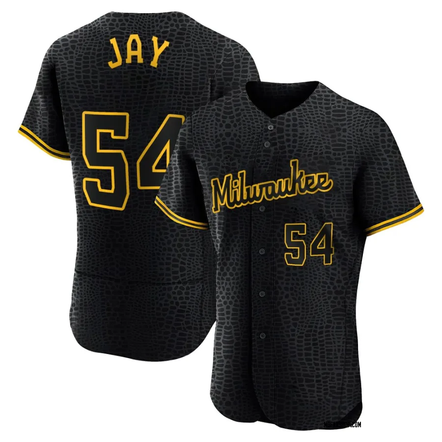 Authentic Men's Tyler Jay Milwaukee Brewers Snake Skin City Jersey - Black