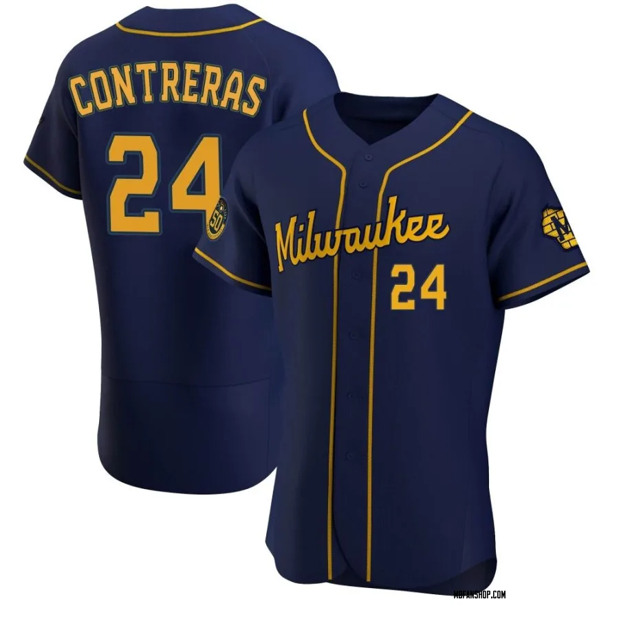 Authentic Men's William Contreras Milwaukee Brewers Alternate Jersey - Navy