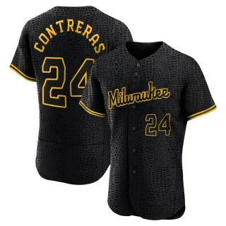 Authentic Men's William Contreras Milwaukee Brewers Snake Skin City Jersey - Black