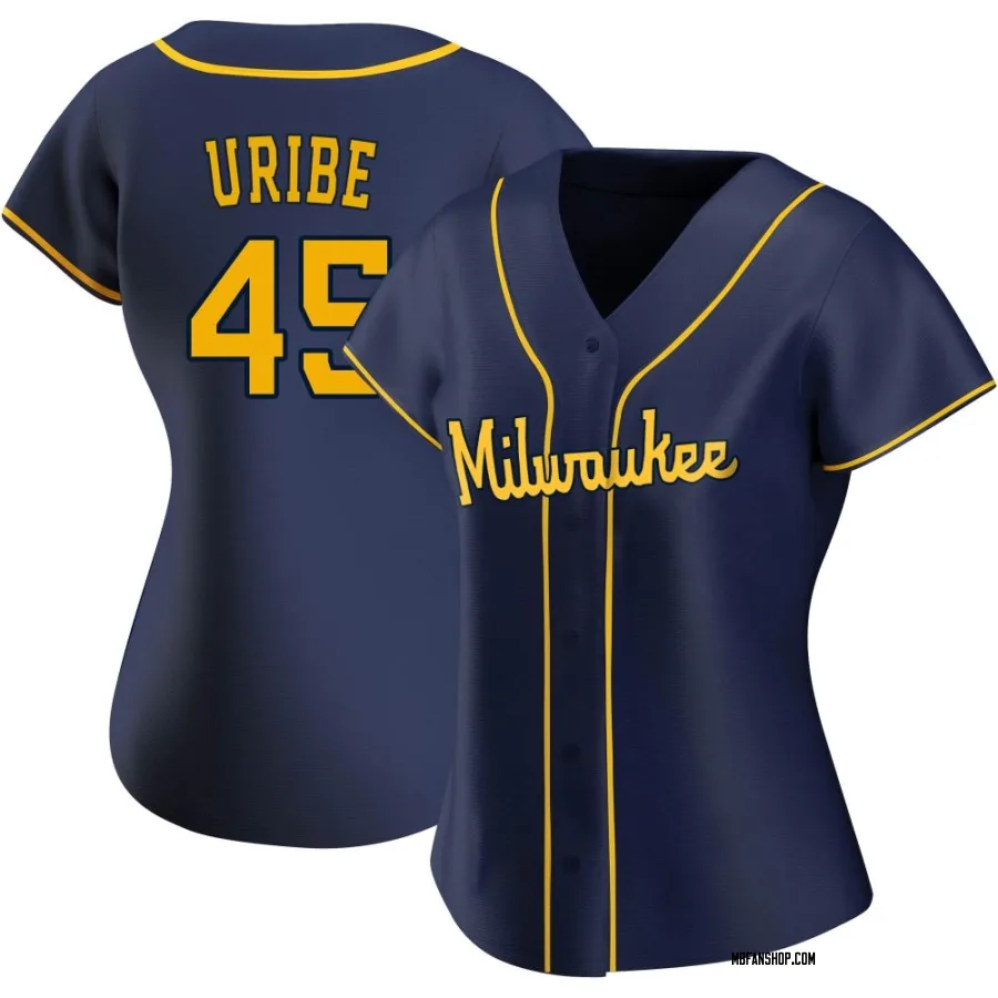 Authentic Women's Abner Uribe Milwaukee Brewers Alternate Jersey - Navy