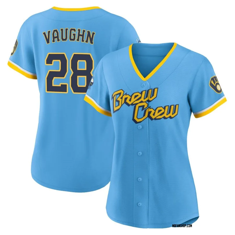 Authentic Women's Andrew Vaughn Milwaukee Brewers Powder 2022 City Connect Jersey - Blue