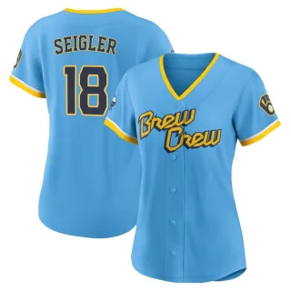 Authentic Women's Anthony Seigler Milwaukee Brewers Powder 2022 City Connect Jersey - Blue