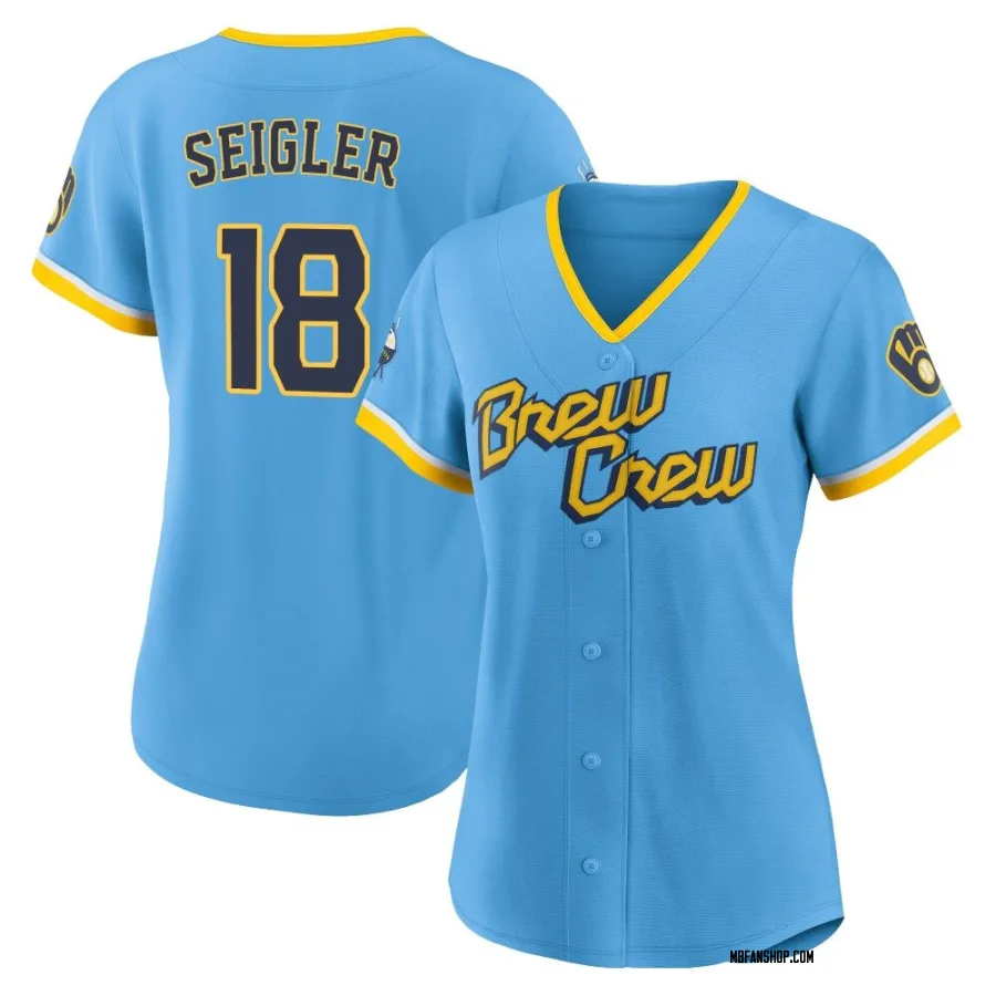 Authentic Women's Anthony Seigler Milwaukee Brewers Powder 2022 City Connect Jersey - Blue