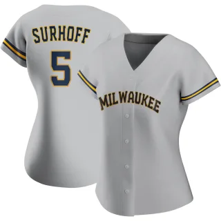 Authentic Women's Bj Surhoff Milwaukee Brewers Road Jersey - Gray