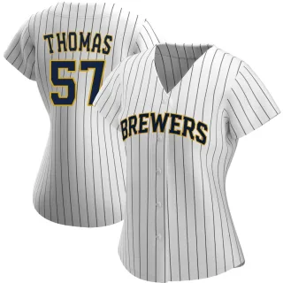 Authentic Women's Connor Thomas Milwaukee Brewers Alternate Jersey - White/Navy