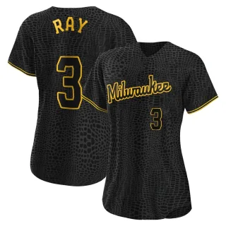 Authentic Women's Corey Ray Milwaukee Brewers Snake Skin City Jersey - Black
