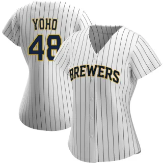 Authentic Women's Craig Yoho Milwaukee Brewers Alternate Jersey - White/Navy