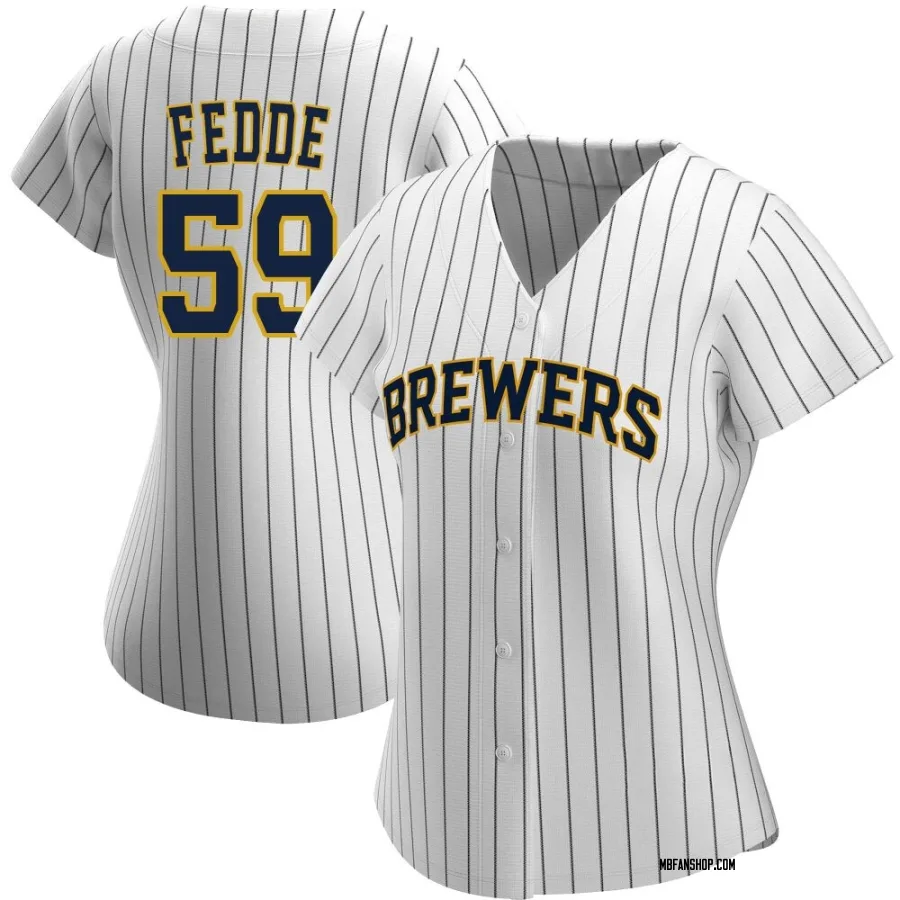 Authentic Women's Erick Fedde Milwaukee Brewers Alternate Jersey - White/Navy