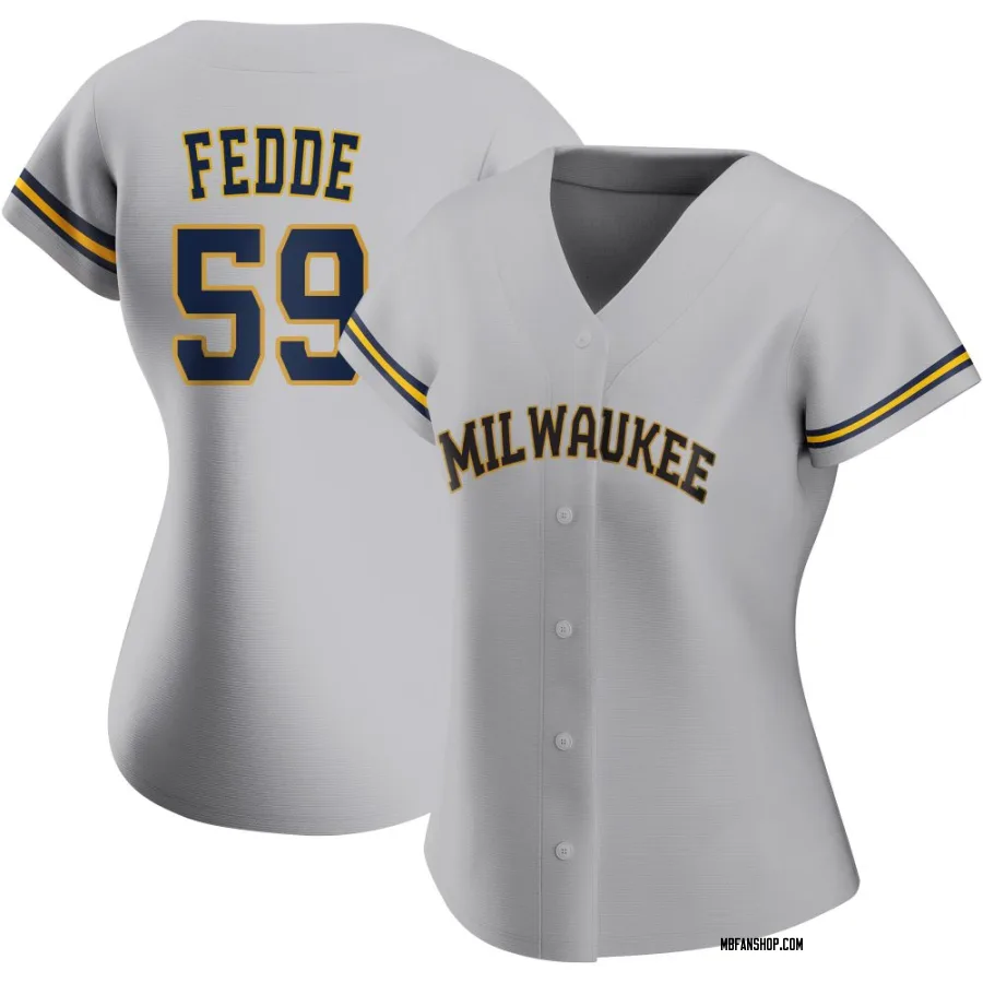 Authentic Women's Erick Fedde Milwaukee Brewers Road Jersey - Gray
