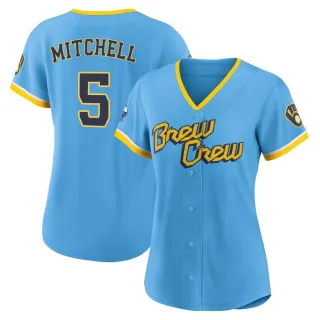 Authentic Women's Garrett Mitchell Milwaukee Brewers Powder 2022 City Connect Jersey - Blue