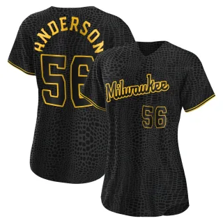 Authentic Women's Grant Anderson Milwaukee Brewers Snake Skin City Jersey - Black