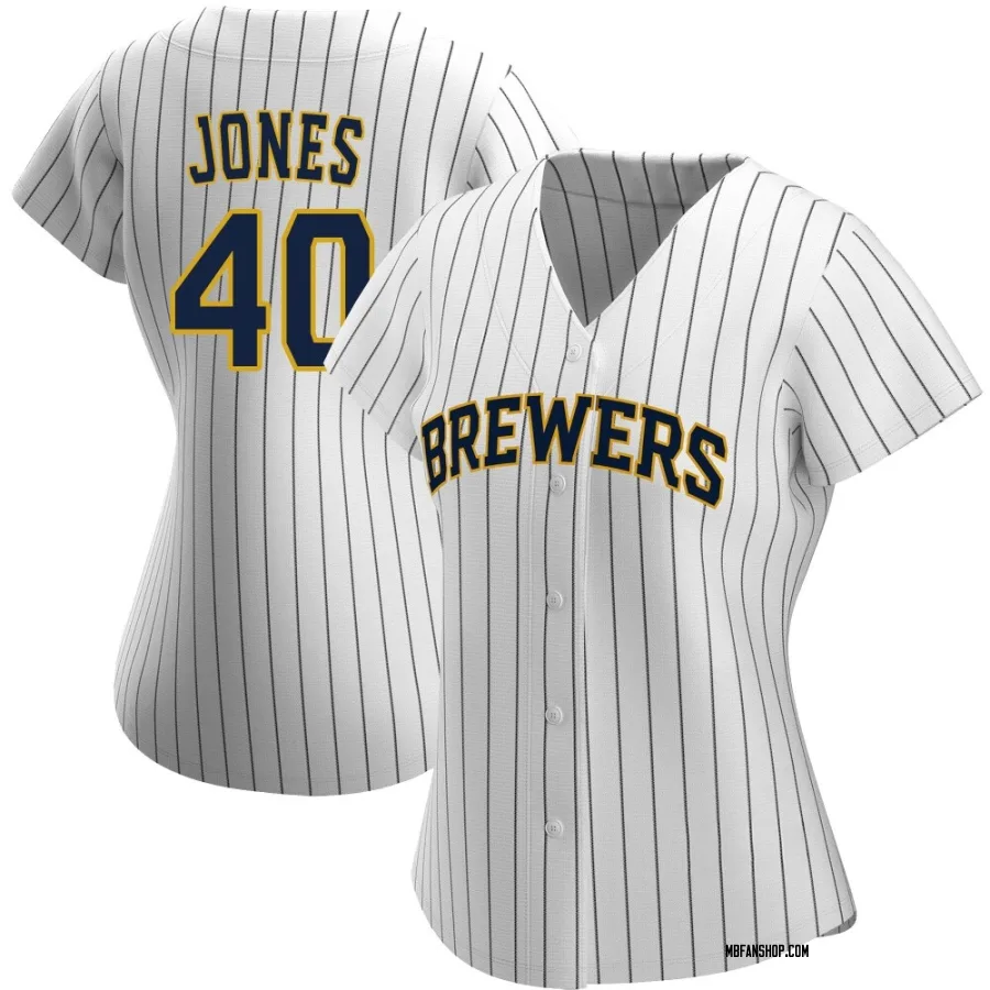 Authentic Women's Greg Jones Milwaukee Brewers Alternate Jersey - White/Navy