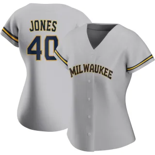 Authentic Women's Greg Jones Milwaukee Brewers Road Jersey - Gray