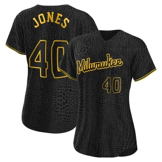 Authentic Women's Greg Jones Milwaukee Brewers Snake Skin City Jersey - Black
