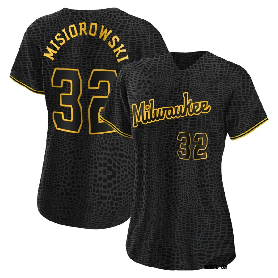 Authentic Women's Jacob Misiorowski Milwaukee Brewers Snake Skin City Jersey - Black