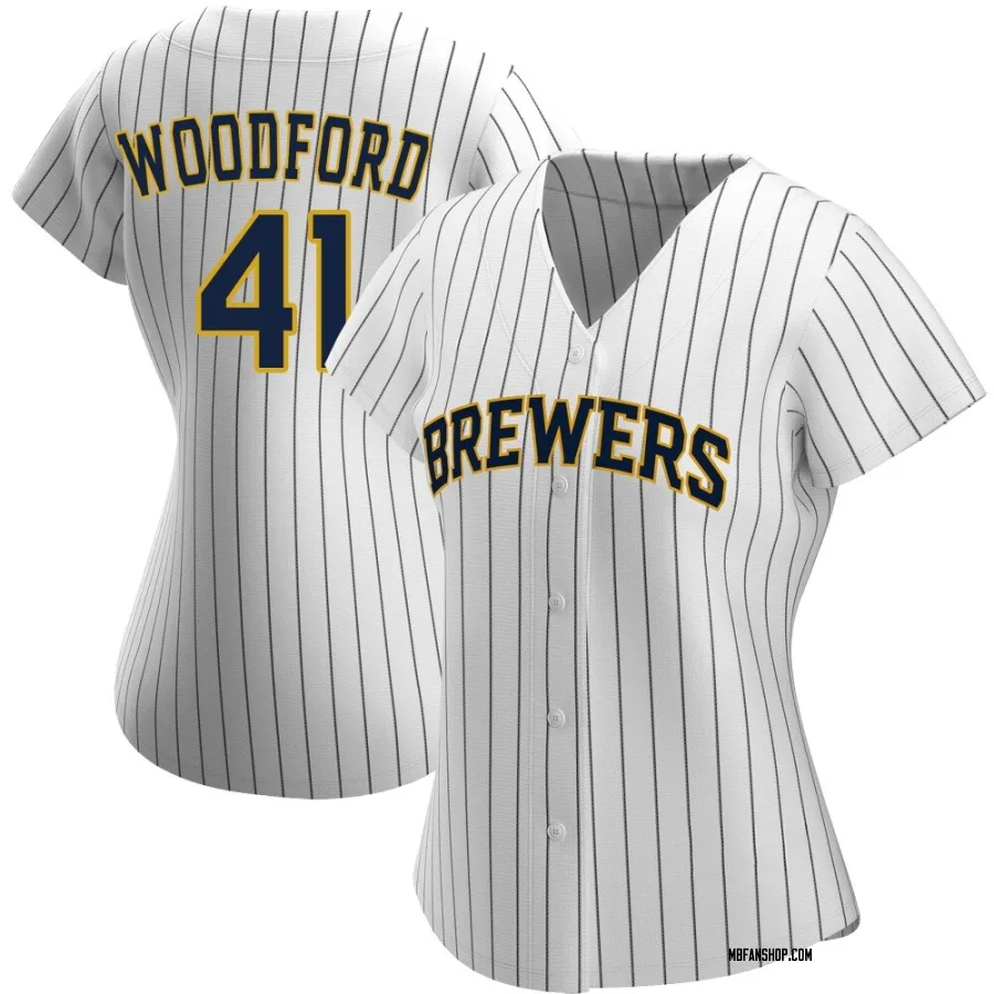 Authentic Women's Jake Woodford Milwaukee Brewers Alternate Jersey - White/Navy